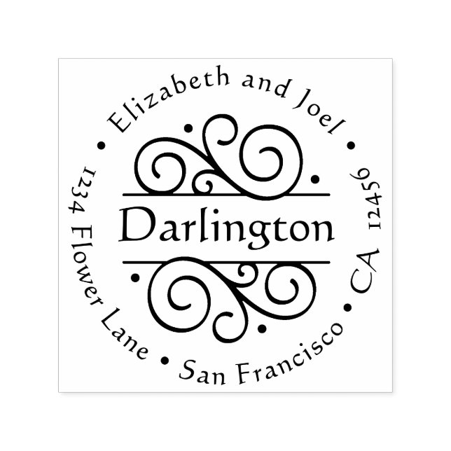 Elegant Finare-rundan i klassiska Bröllop-Returadr Självfärgande Stämpel (Design)