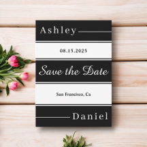 Elegant Finare Svarta och vita Rand Chic Bröllop