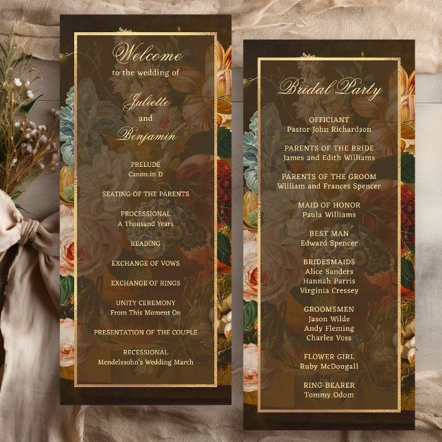 Elegant Fine Art Floral Still Life Wedding Program (Skapare uppladdad)