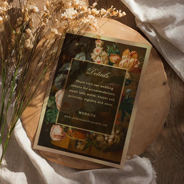 Elegant Fine Art Floral Still Life Wedding Tilläggskort (Skapare uppladdad)