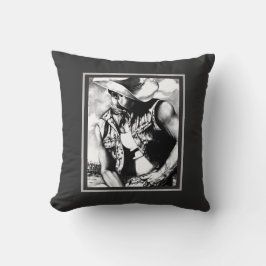 Elegant Fine Art Teckning i en Cowboys i Vinden Kudde