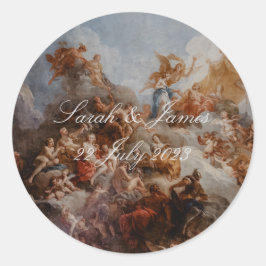 Elegant Fine Art Vintage bröllop-etikett Runt Klistermärke