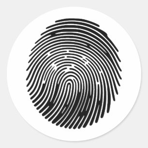 Elegant Fingerprint Silhouette i BW Runt Klistermärke