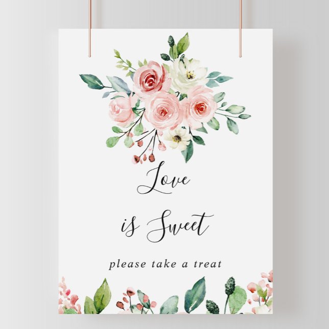 Elegant Fint Höstblomma Kärlek Är Sött Tecken Poster (Skapare uppladdad)