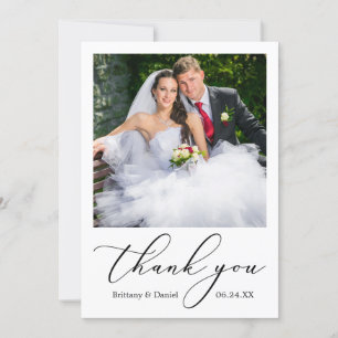 Elegant Fintvätt av calligrafi-skript Photo Bröllo Tack Kort