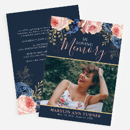 Elegant Firande i Life Blommigt Foto Funeral Inbjudningar