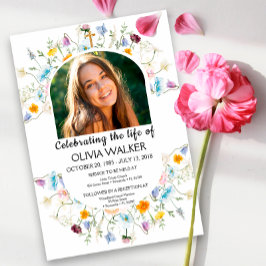 Elegant Firande i Life Blommigt Funeral Inbjudningar
