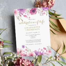 Elegant Firande i Life Blommigt Funeral Inbjudningar