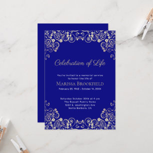 Elegant Firande i Life Navy Blue Guld Swirls Inbjudningar