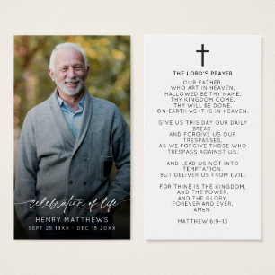 Elegant Firande i Life Script Photo Prayer Visitkort