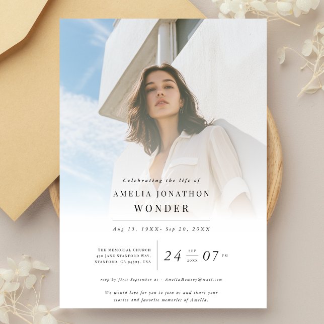 Elegant Firande i livets begravda minnesfoto Inbjudningar (Skapare uppladdad)