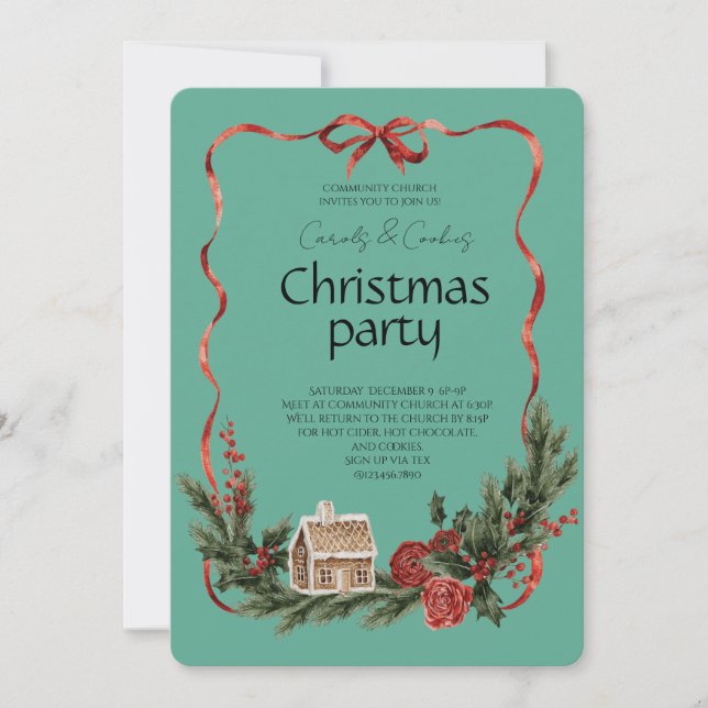 Elegant firande julfest inbjudningar (Framsida)