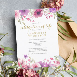 Elegant Firande Life Rosa Watercolor Blommigt Inbjudningar