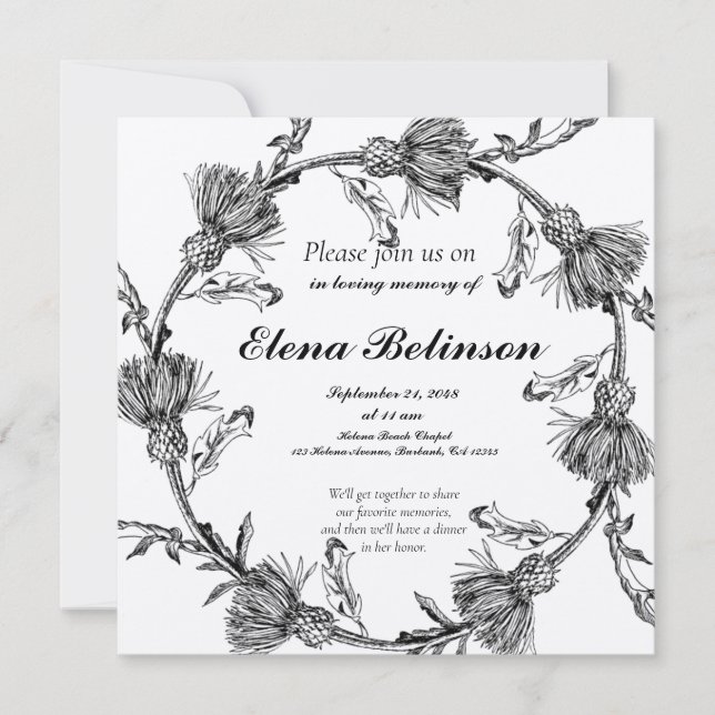 Elegant Firande of Life Memorial begravning Invit Inbjudningar (Framsida)