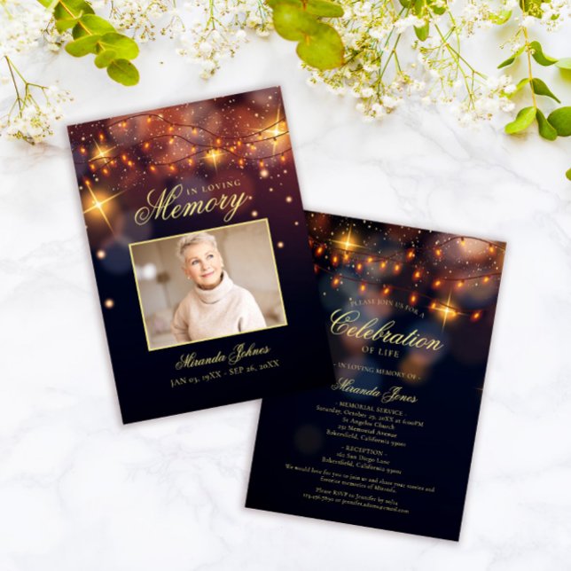 Elegant Firande of Life Photo Memorial Inbjudningar (Skapare uppladdad)