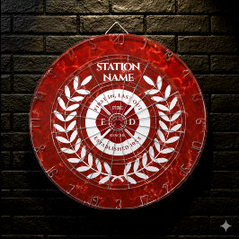 Elegant Fire House Station Red Marble White Laurel Darttavla