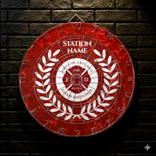 Elegant Fire House Station Red Marble White Laurel Darttavla