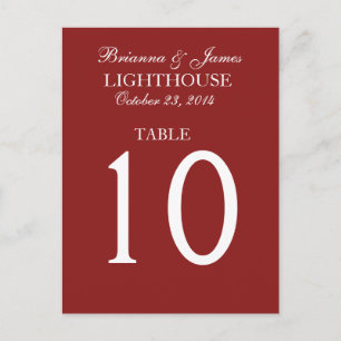 Elegant Firebrick Red Bröllop Bordsnummer Card