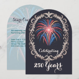Elegant Fireworks 250 Years Celebration QR Code Inbjudningar
