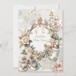 Elegant First Bloom Baby Shower Invitation with Fl Inbjudningar