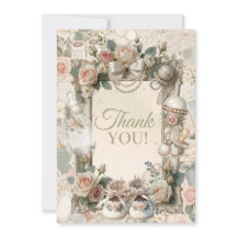 Elegant First Bloom Baby Shower Thank You Note wit