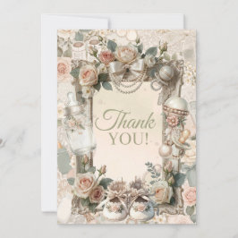 Elegant First Bloom Baby Shower Thank You Note wit Tack Kort