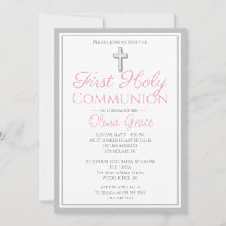 Elegant First Heliga Communion Inbjudan for Girls