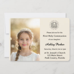 Elegant First Holy Communion Photo Invitation Inbjudningar