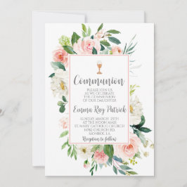 Elegant Firstkommunion med blommor Inbjudningar