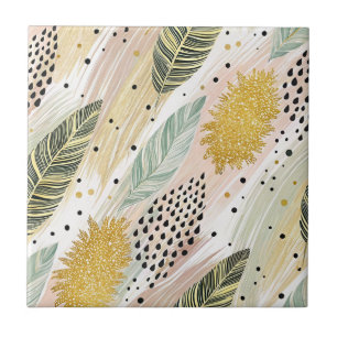 Elegant Fjäder och Abstrakt Brushstroke Sömlös Kakelplatta