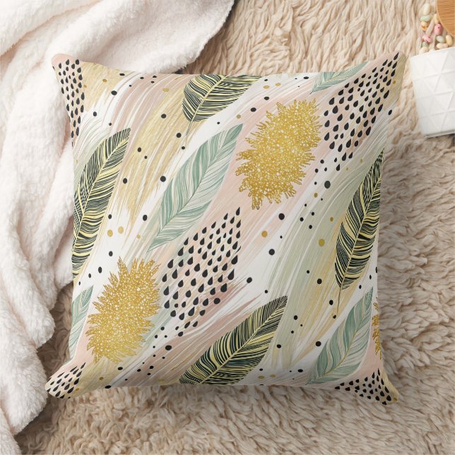 Elegant Fjäder och Abstrakt Brushstroke Sömlös Kudde (Filt)