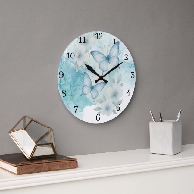 Elegant fjäril Blommig väggklocka (Kontor)