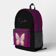 Elegant fjäril Djup Plommon Purpur Anpassat Namn