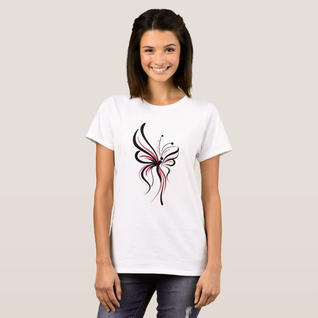 Elegant Fjäril Linje Konst T Shirt (Hel framsida)