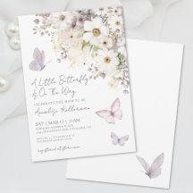 Elegant fjäril Wildflower Baby Shower