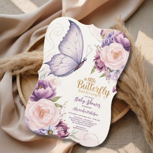 Elegant fjärilsblommande baby shower inbjudningar