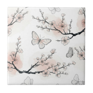 Elegant fjärilsblomning (10) kakelplatta