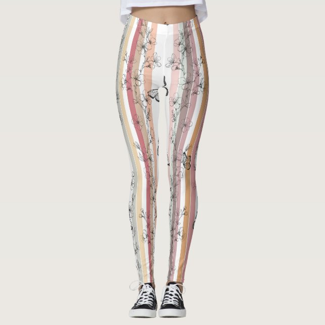 Elegant fjärilsblomning (10) leggings (Framsida)