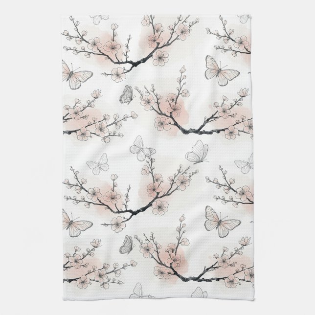 Elegant fjärilsblomning (11) kökshandduk (Vertikal)