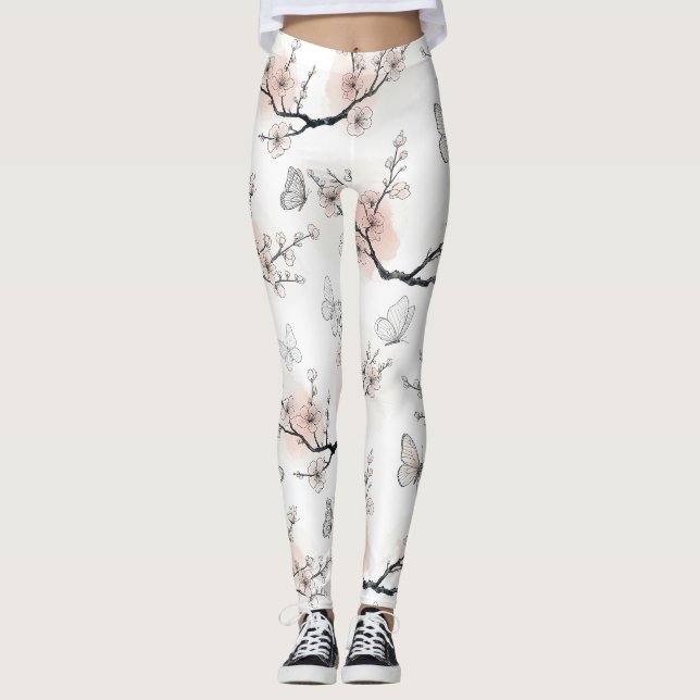 Elegant fjärilsblomning (11) leggings (Framsida)