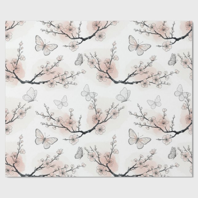 Elegant fjärilsblomning (11) presentpapper (Platt)