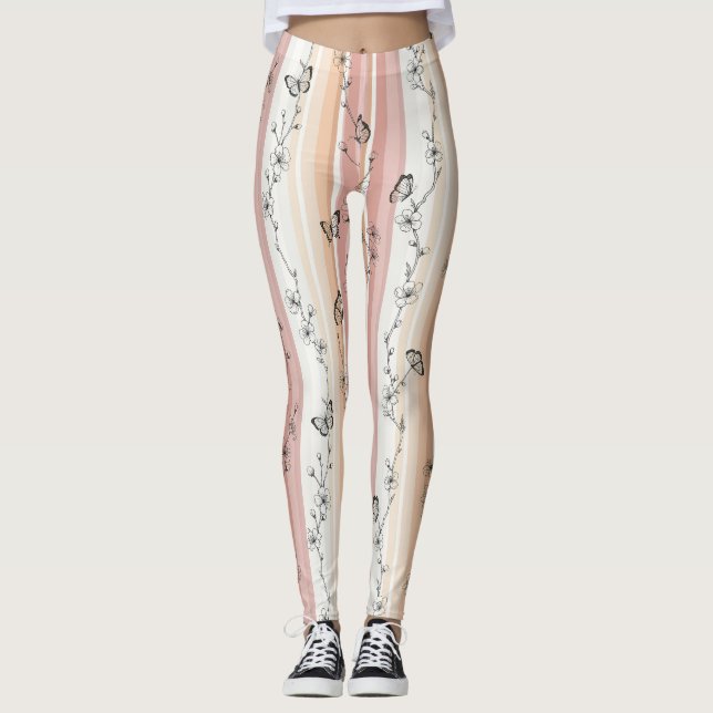 Elegant fjärilsblomning (12) leggings (Framsida)