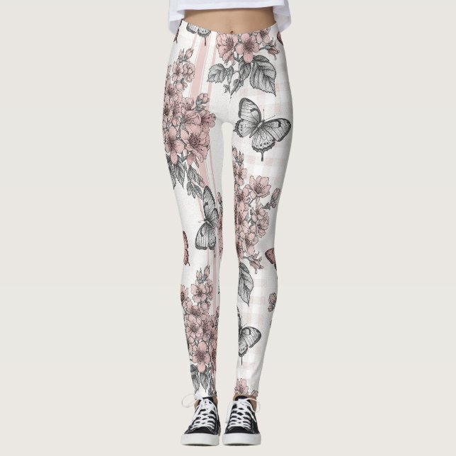 Elegant fjärilsblomning (1) leggings (Framsida)