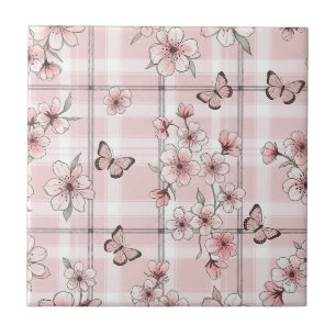Elegant fjärilsblomning (2) kakelplatta