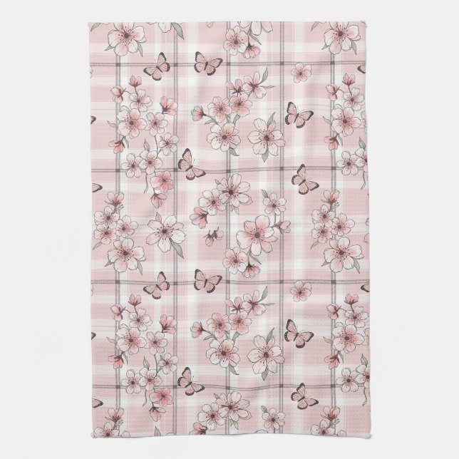Elegant fjärilsblomning (2) kökshandduk (Vertikal)