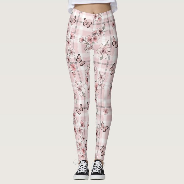 Elegant fjärilsblomning (2) leggings (Framsida)