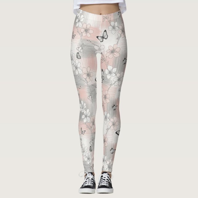 Elegant fjärilsblomning (3) leggings (Framsida)