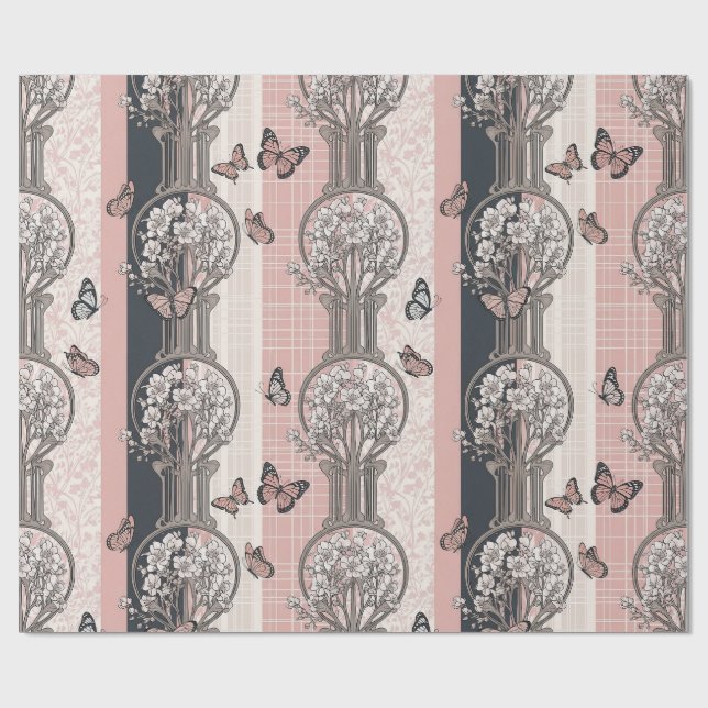 Elegant fjärilsblomning (5) presentpapper (Platt)