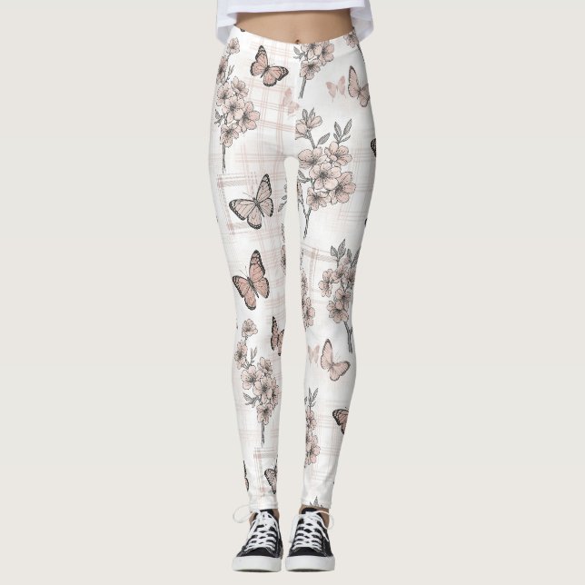 Elegant fjärilsblomning (6) leggings (Framsida)