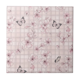 Elegant fjärilsblomning (7) kakelplatta